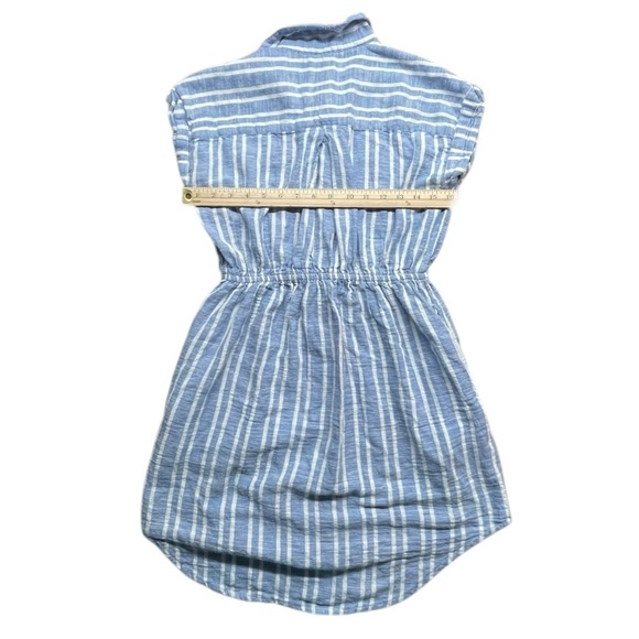 Japna Short Sleeve Collared Striped Shirt Dress Blue And White Size M Pockets - Picture 7 of 10